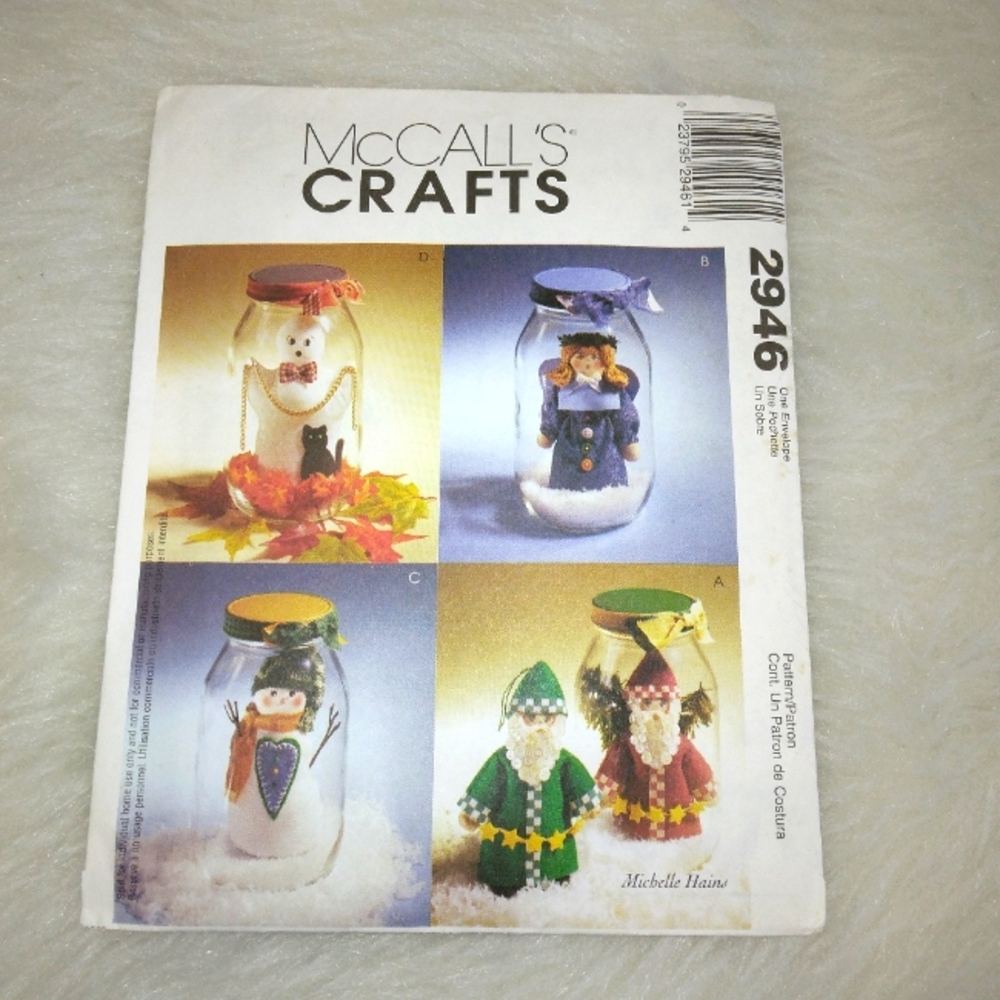 MCCALL'S 2946 Snow Jars, 3 styles Christmas, one Halloween